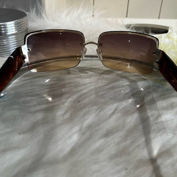 NEW Fantas-Eyes Y2K Rimless Square Oversized Tortoise Gradient Sunglasses NWOT - Picture 5 of 14
